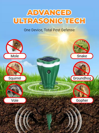 Solar-Powered Ultrasonic Mole Repellent – Waterproof Garden Pest Deterrent