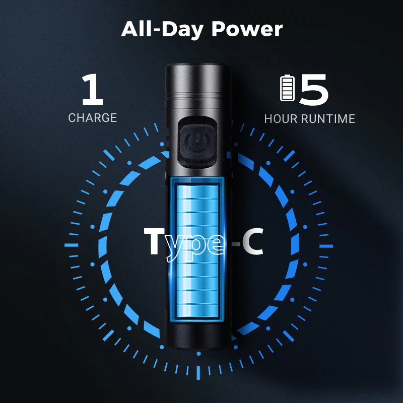 Mini Flashlight | Rechargeable, Multi-Functional Aluminum Alloy